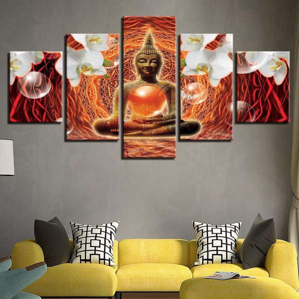 Tableau Bouddha<br> Bouddha méditation Orchidée Blanche - [variant_title]