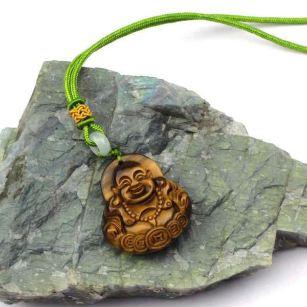 Pendentif Bouddha<br> Œil de Tigre Bouddha rieur - [variant_title]