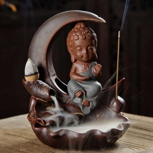 Porte Encens Bouddha<br> Caricature Bouddha de Protection - Bleu