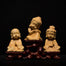 Statue Bouddha<br> Moines assis Bois - Trio et socle
