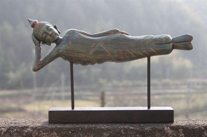 Statue Bouddha bois<br>Bouddha couché - [variant_title]