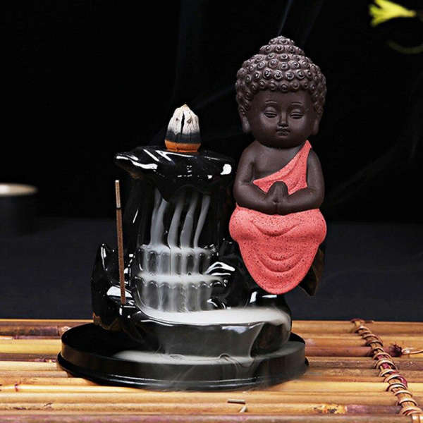 Porte Encens Bouddha Cascade Moine Bouddhiste | Univers Bouddha