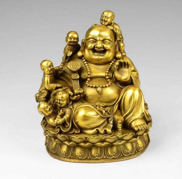Statue Bouddha rieur<br> aux 5 enfants - [variant_title]