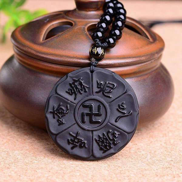 Pendentif Bouddha<br> Obsidienne Svastika Bouddhiste - [variant_title]