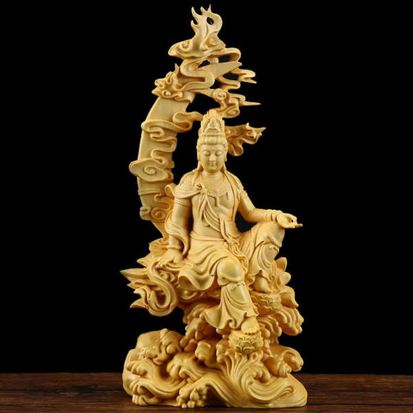 Statue Bouddha bois fait main - [variant_title]