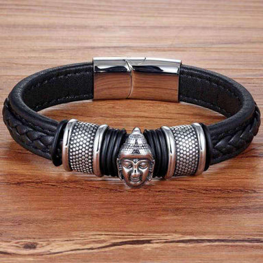 Bracelet Bouddha<br> Tête de Bouddha cuir - [variant_title]