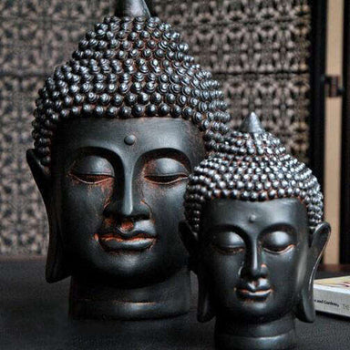 Statue Bouddha<br> buste Shakyamuni argile noir - [variant_title]