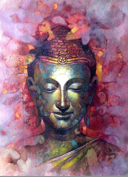 Tableau Bouddha peinture Aquarelle méditation - 20x30cm