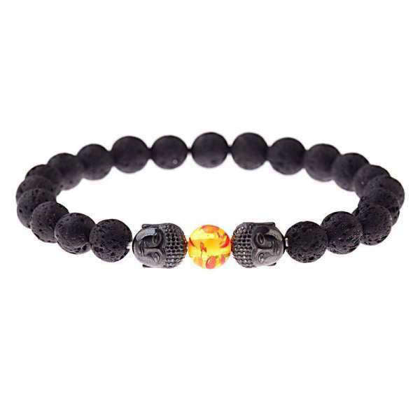 Bracelet Bouddha<br> Pierre de lave et Chakras - Soleil