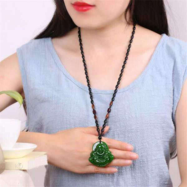 Pendentif Bouddha<br> Jade naturelle Bouddha Rieur - [variant_title]