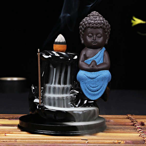 Porte Encens Bouddha Cascade Moine Bouddhiste | Univers Bouddha