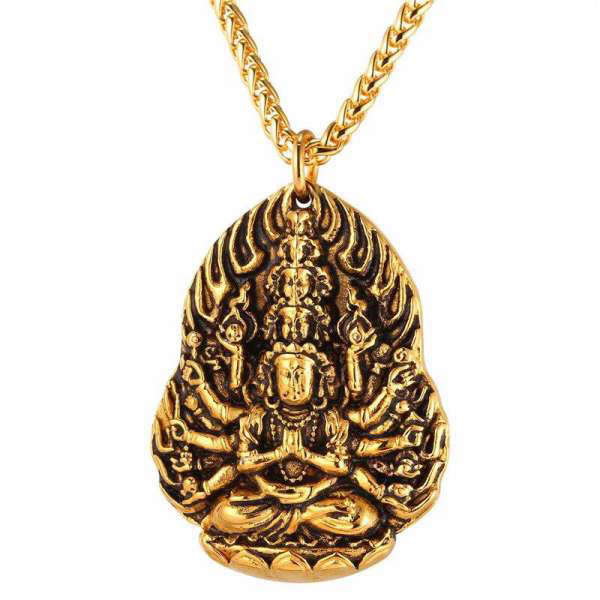 Pendentif Bouddha<br> Avalokitesvara méditation - Or