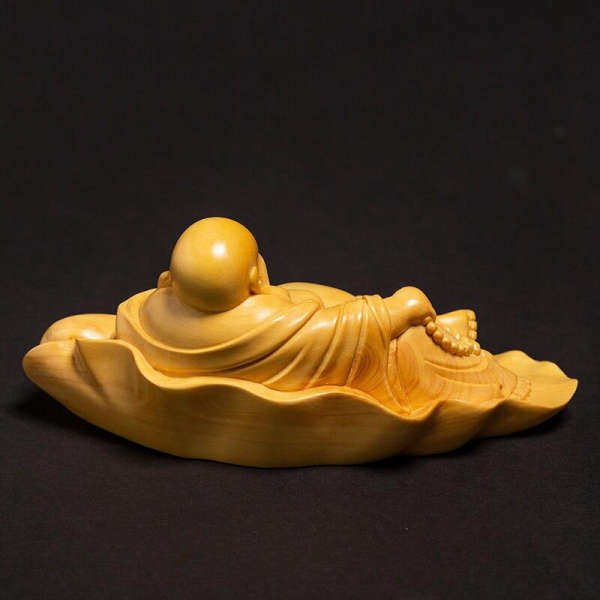 Statue Bouddha<br> Bouddha rieur couché bois - [variant_title]