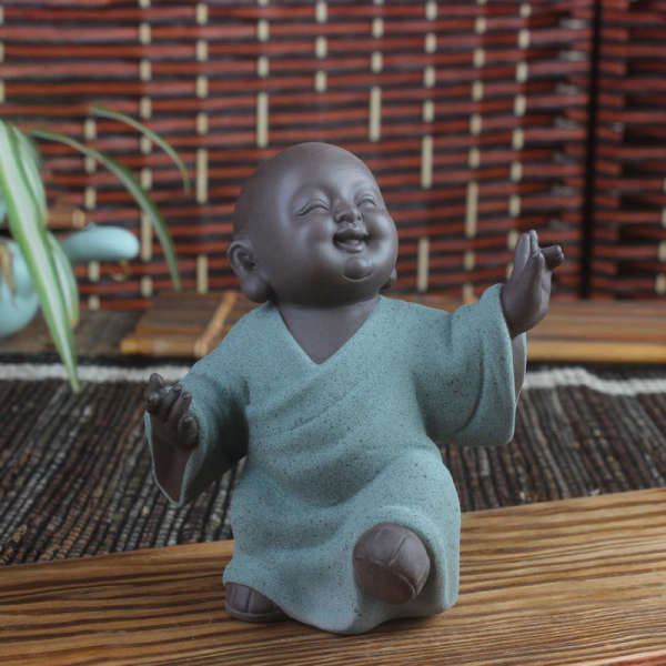 Statue Bouddha<br> Moine Bouddhiste dansant - Bleu