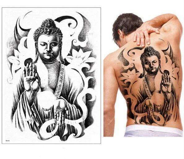 Tatouage Bouddha dos<br> Mudra Abhaya - Abhaya