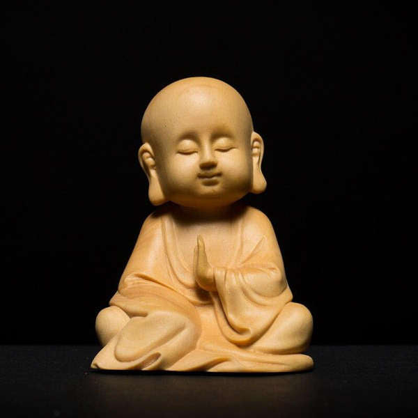 Statue Bouddha<br> Moines assis Bois - [variant_title]