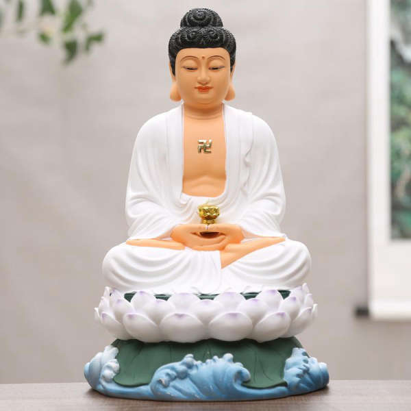 Statue Bouddha<br> grande taille plaqué Or - Amitabha / 48,5cm