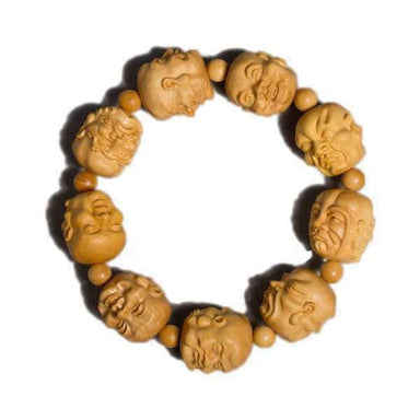 Bracelet Bouddha rieur<br> perles de Buis naturel - [variant_title]