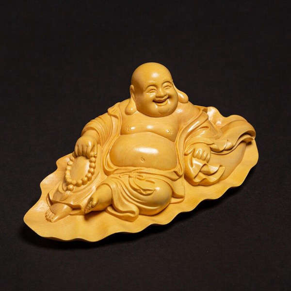 Statue Bouddha<br> Bouddha rieur couché bois - [variant_title]