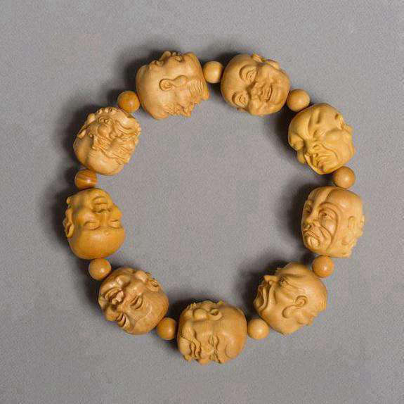Bracelet Bouddha rieur<br> perles de Buis naturel - [variant_title]