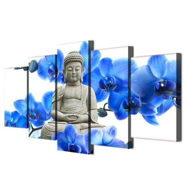 Tableau Bouddha<br> Orchidée bleue et statue - [variant_title]