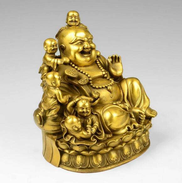 Statue Bouddha rieur<br> aux 5 enfants - [variant_title]