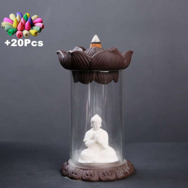 Porte Encens Bouddha<br> Lotus en verre - [variant_title]