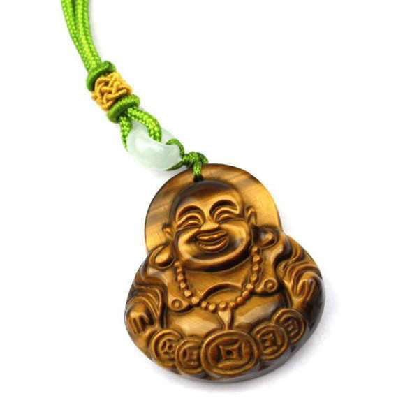Pendentif Bouddha<br> Œil de Tigre Bouddha rieur - Œil de Tigre