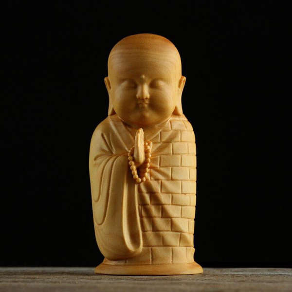 Statue Bouddha<br> Moine Bouddhiste debout Bois - [variant_title]