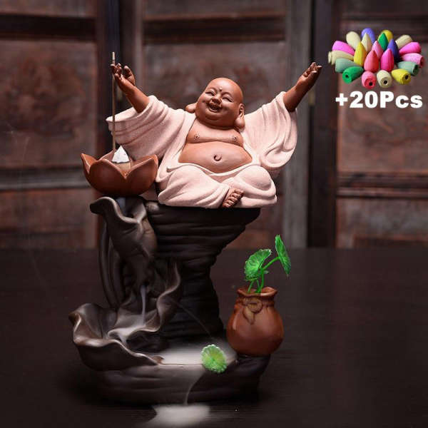 Porte Encens Bouddha<br> Bouddha Rieur - Rouge