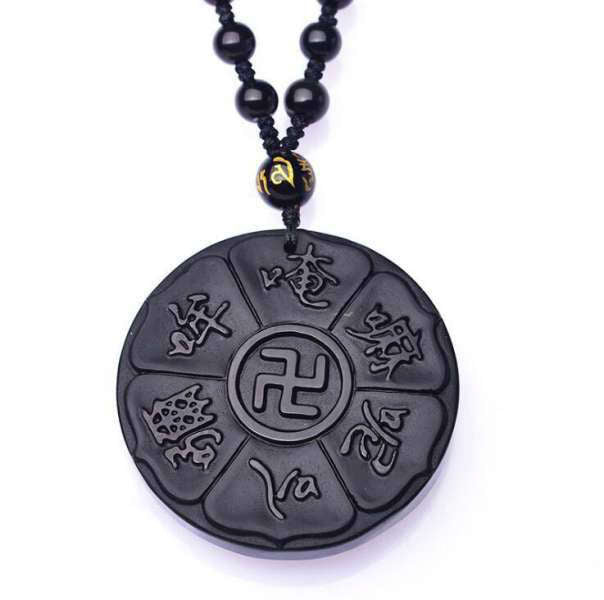 Pendentif Bouddha<br> Obsidienne Svastika Bouddhiste - [variant_title]