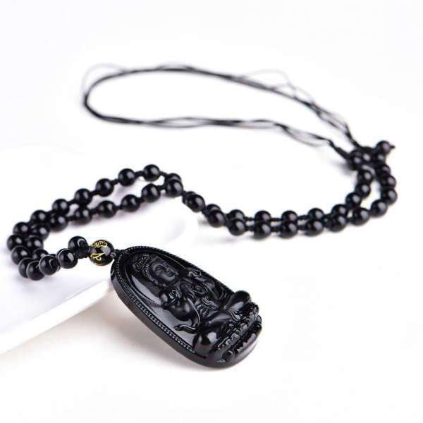 Pendentif Bouddha<br> Obsidienne noire - [variant_title]