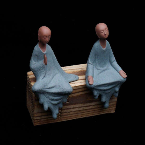 Statue Bouddha<br> moine Bouddhiste rebord étagère - [variant_title]