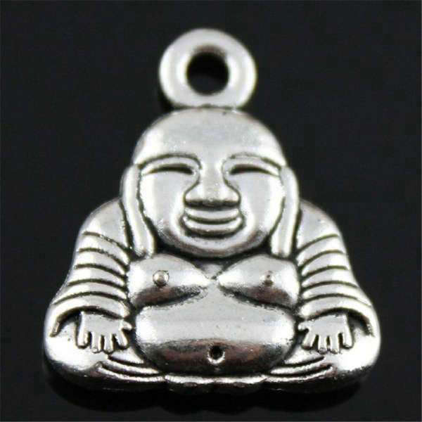 Pendentif Bouddha argent<br> Bouddha rieur (lot de 3pcs) - [variant_title]