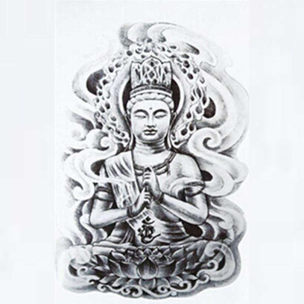 Tatouage Bouddha<br> Fleur de Lotus assis - [variant_title]