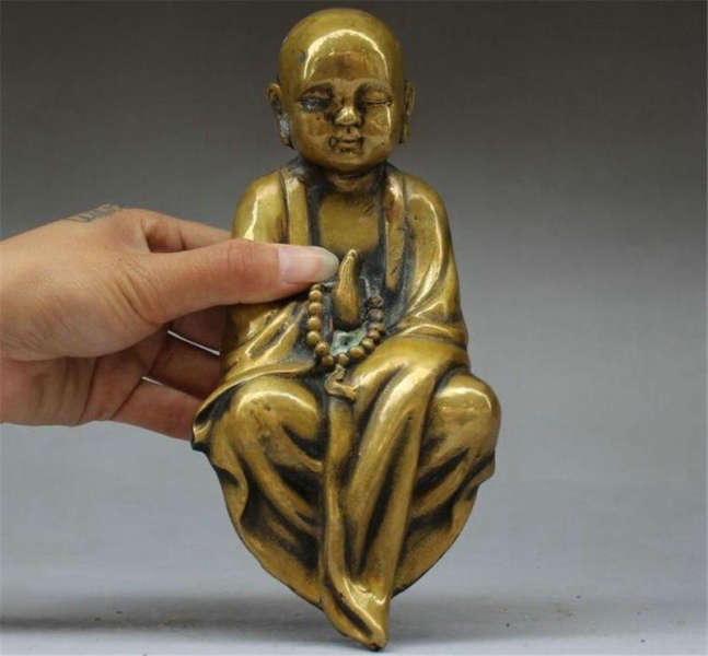Statue Bouddha<br> Moine Bouddhiste assis Cuivre - [variant_title]