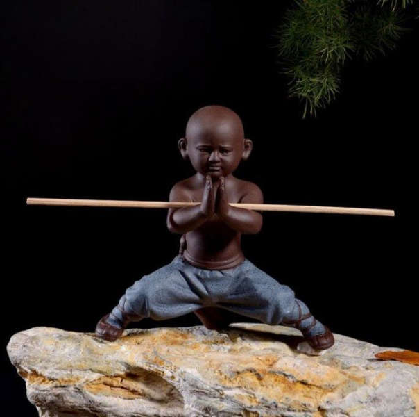 Statue Bouddha Kung Fu<br> Moine Bouddhiste - Bleu