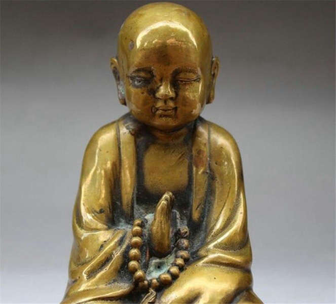 Statue Bouddha<br> Moine Bouddhiste assis Cuivre - [variant_title]