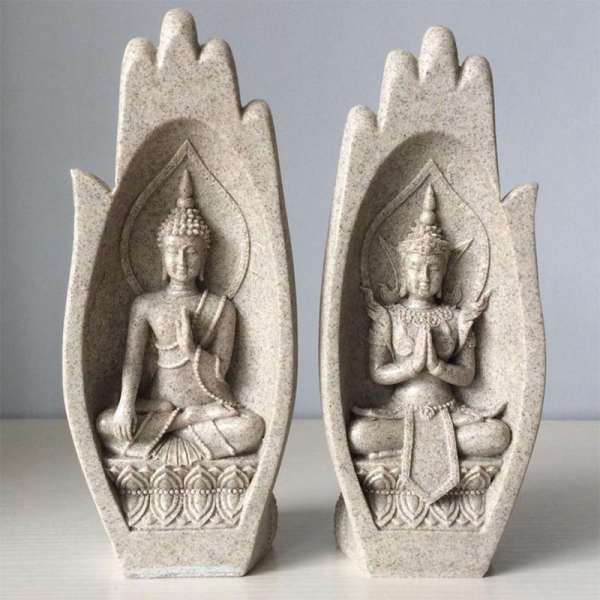 Statue Bouddha résine<br> Mains de Bouddha sculptées - Pierre