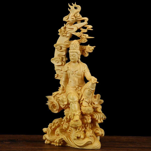 Statue Bouddha bois fait main - [variant_title]