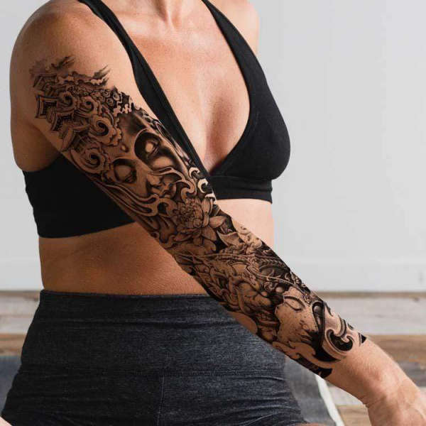 Tatouage Bouddha bras<br> Temple Bouddha Lotus - [variant_title]