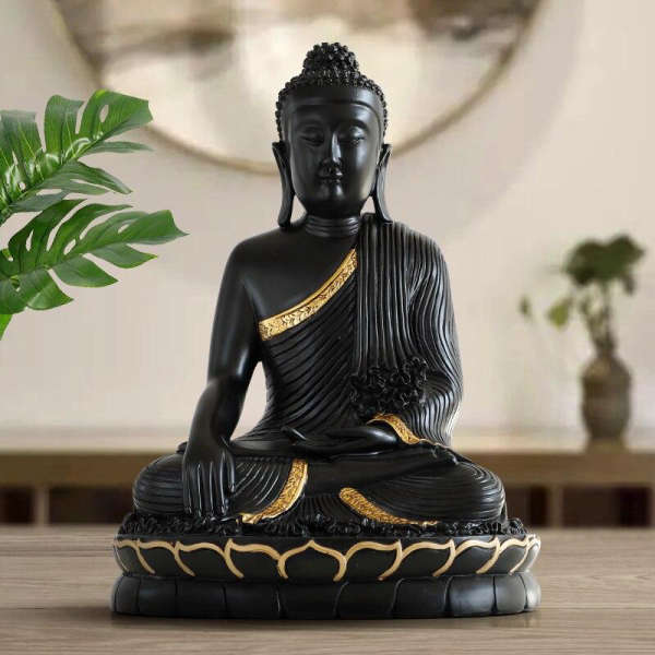 Statue Bouddha<br> Appel de la terre noir et or - [variant_title]