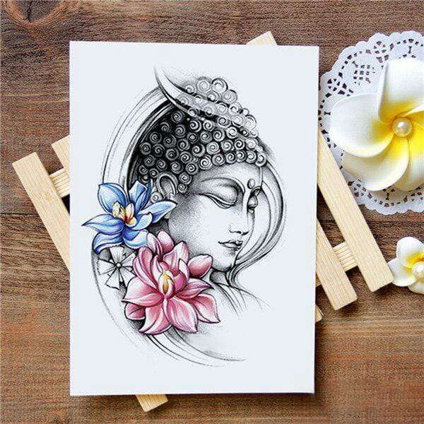 Tatouage Bouddha<br> Fleur de Lotus Rose - [variant_title]
