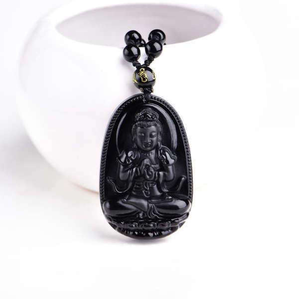 Pendentif Bouddha<br> Obsidienne noire - [variant_title]