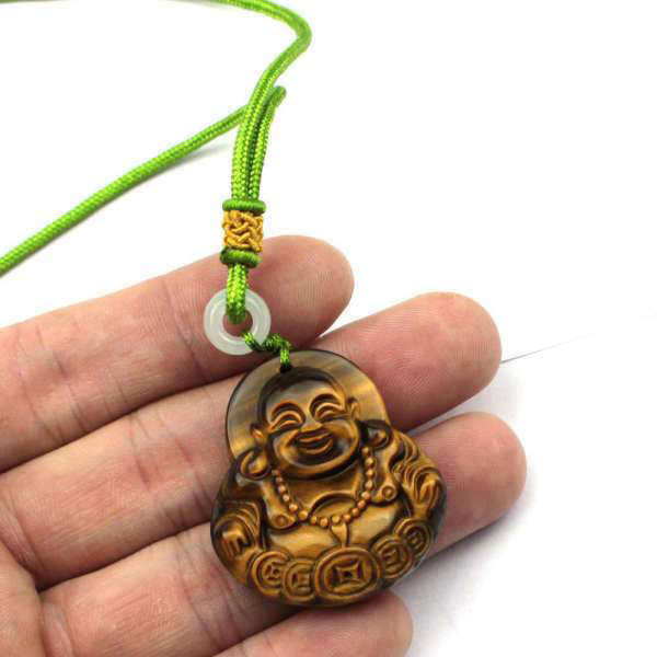 Pendentif Bouddha<br> Œil de Tigre Bouddha rieur - [variant_title]