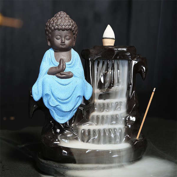 Porte Encens Bouddha<br> Amitabha cascade - Bleu