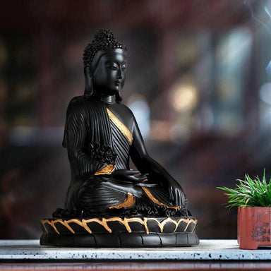 Statue Bouddha<br> Appel de la terre noir et or - [variant_title]