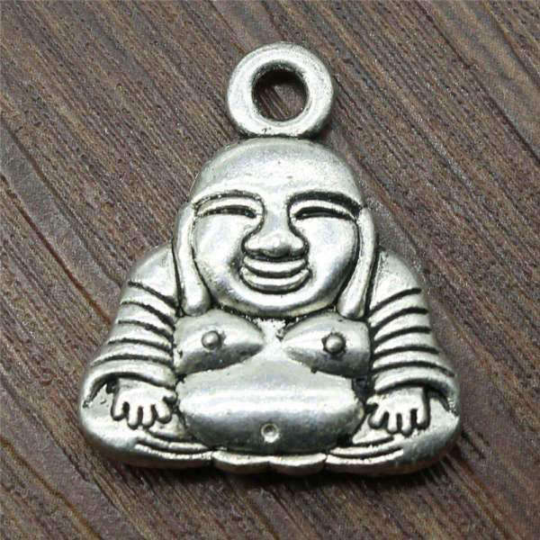Pendentif Bouddha argent<br> Bouddha rieur (lot de 3pcs) - [variant_title]