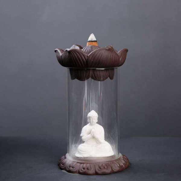 Porte Encens Bouddha Lotus en verre | Univers Bouddha