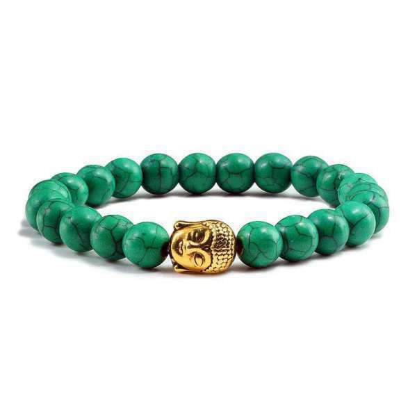 Bracelet Bouddha<br> Turquoise naturelle - Jade Or